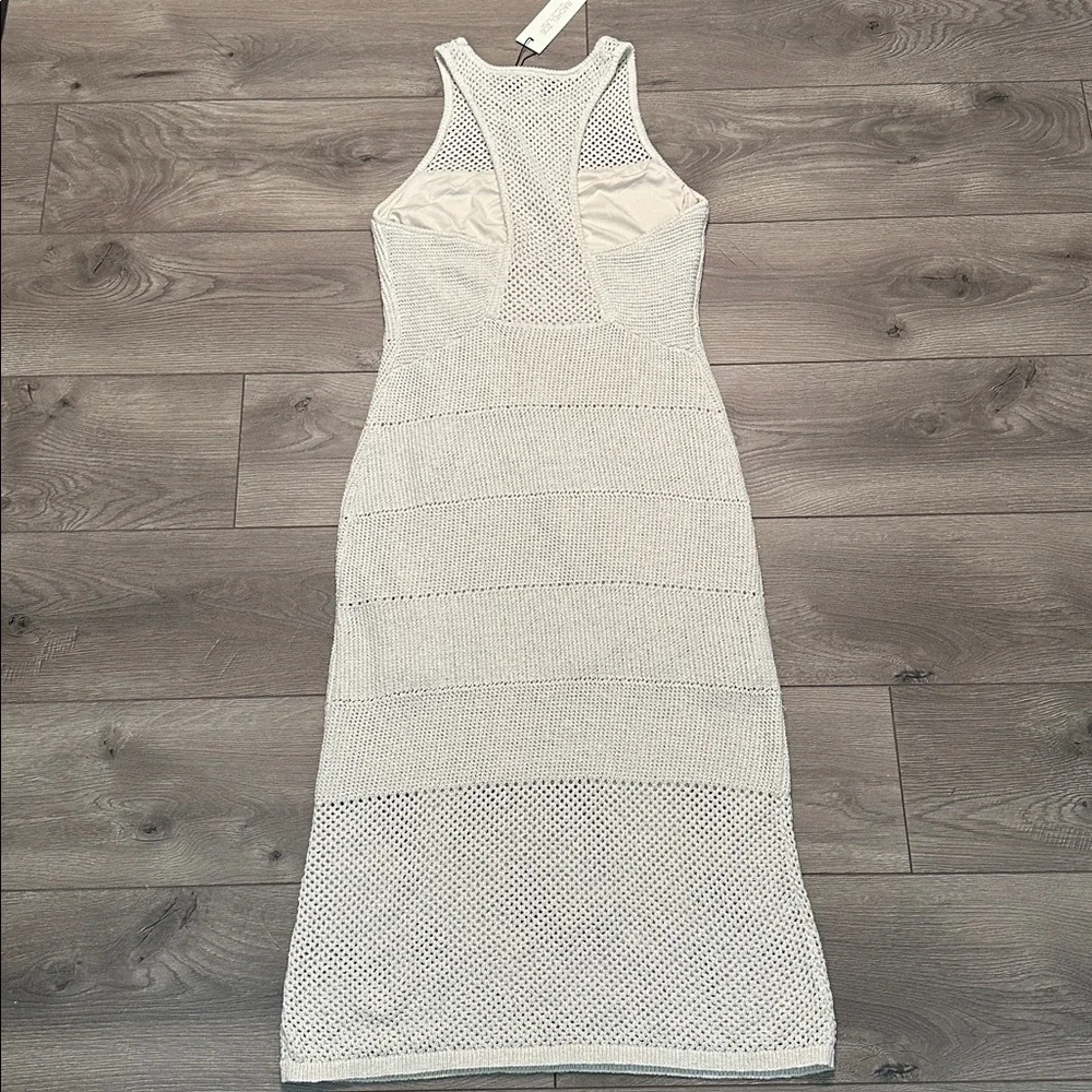 Rachel Zoe Crochet Bodycon Maxi Dress Metallic Tan Size Large - Picture 7 of 16